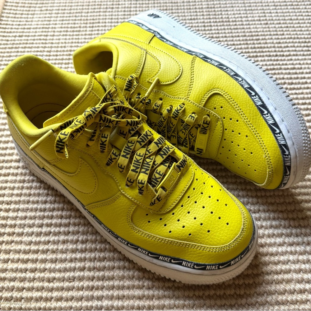 Nike Air Force 1 Low SE Premium Overbranded Bright Citron Sneakers, 9